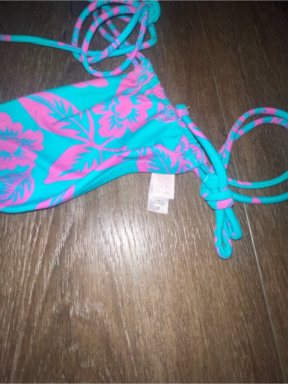 Victoria's Secret Turquoise & Pink Floral Two-Piece Bikini Bottom S Top M - Picture 4 of 7